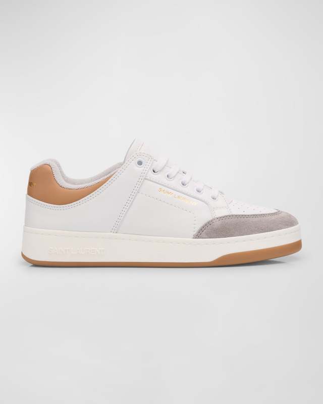 Mixed Leather Low-Top Sneakers